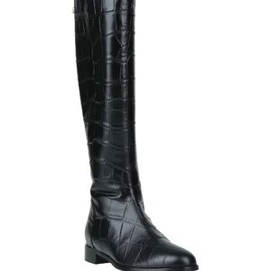 Baldinini Black Croc-Embossed Knee-High Boots